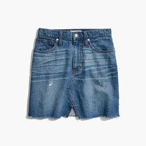 Madewell Rigid Denim A-Line Mini Skirt in Keene Wash: Cutout Edition